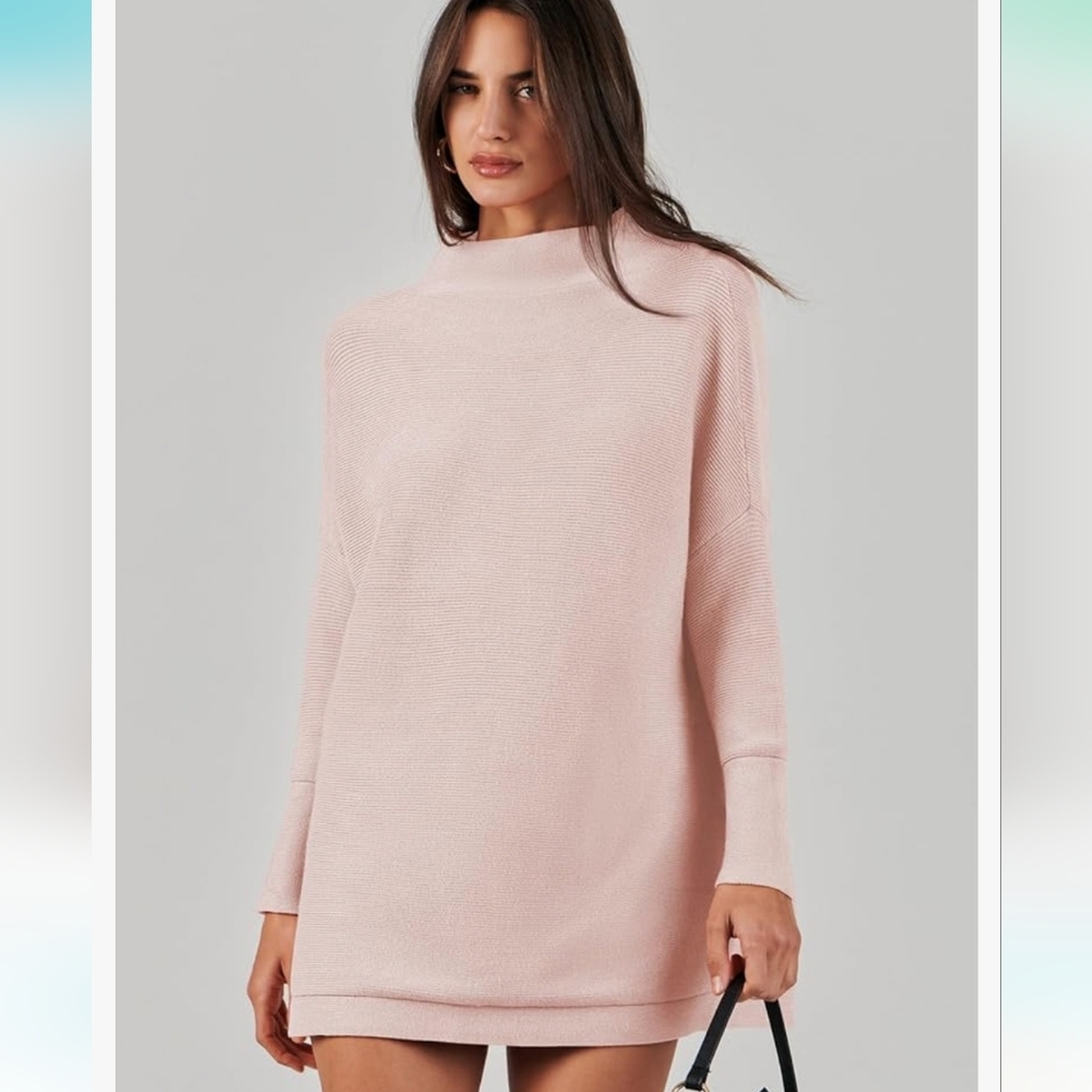 ANRABESS Women Oversized Casual Loose Turtleneck Long Sleeve sweater dress